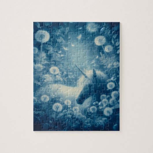 Cyanotype Dandelion Unicorn Dreams Puzzle (Vertikal)