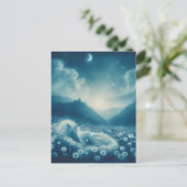 Cyanotype Schlafunicoron Dandelion Dreams Postkarte (Stehend Vorderseite)
