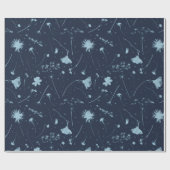 CyanotypInspiriert Wildblume Wrapping Paper Geschenkpapier (Flach)