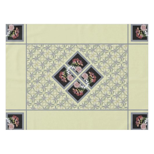 Cyanus, Fresia, Lily of the Valley Rose Tablecloth Tischdecke (Vorderseite (Horizontal))