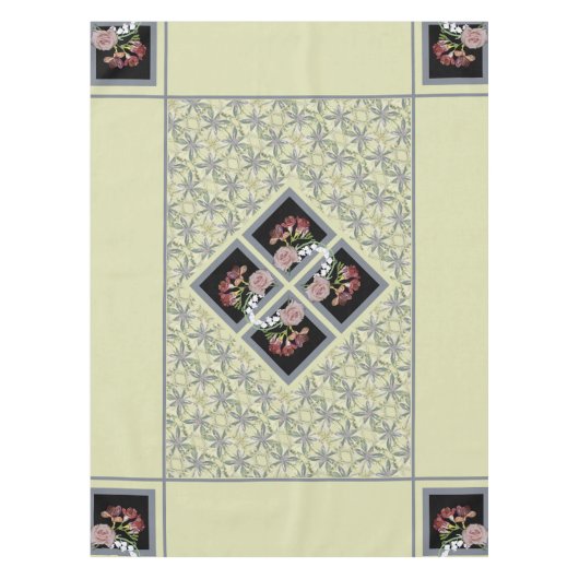 Cyanus, Fresia, Lily of the Valley Rose Tablecloth Tischdecke (Vorderseite)