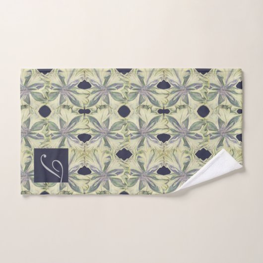 Cyanus Lattice w Navy Blue Badhandtuch Set (Handtuch)