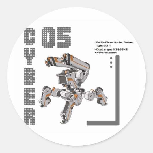 Cyber 05 Mech Roboter Runder Aufkleber (Vorderseite)