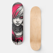 Cyber 2K Urban Emo-Mädchen Skateboard Deck (Vorderseite)