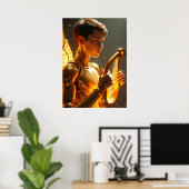 Cyber Apollo: Neon Lyre Deity Poster (Heimbüro)