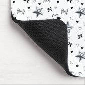 Cyber Balletcore Silberstern-Schleifenmuster Weiß Mousepad (Ecke)