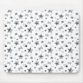 Cyber Balletcore Silberstern-Schleifenmuster Weiß Mousepad (Vorne)