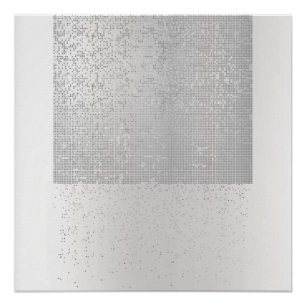 Cyber Binary Minimal Monochromatisches Silber Grau Poster