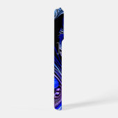 Cyber Blau Phantom Schädel - Neon Glow Edition iPhone Hülle (Rechte Seite)