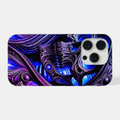 Cyber Blau Phantom Schädel - Neon Glow Edition iPhone Hülle (Rückseite (Horizontal))