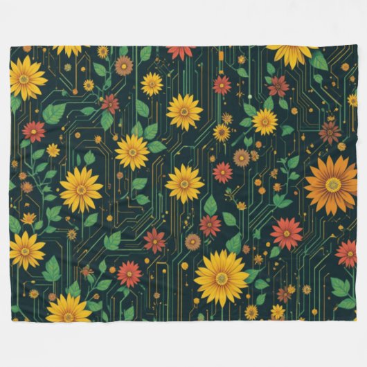 Cyber Bloom Fleecedecke (Vorderseite (Horizontal))