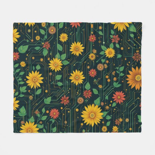 Cyber Bloom Fleecedecke (Vorderseite (Horizontal))