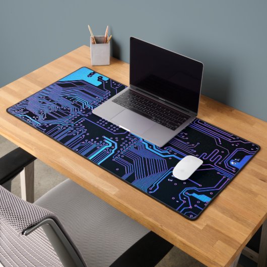 Cyber Blue PCB-Schaltplan-Ästhetik Schreibtischunterlage (Büro 2)