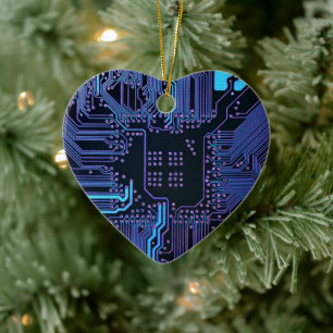 Cyber Blue PCB-Schaltplan-Ätzbild-Kunst Keramik Ornament
