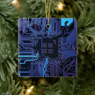Cyber Blue PCB-Schaltungsplatinen-Verfolgungsmuste Keramikornament