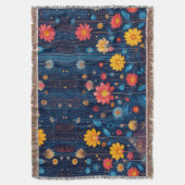 Cyber Blueish Bloom Decke (Vorderseite Vertikal)