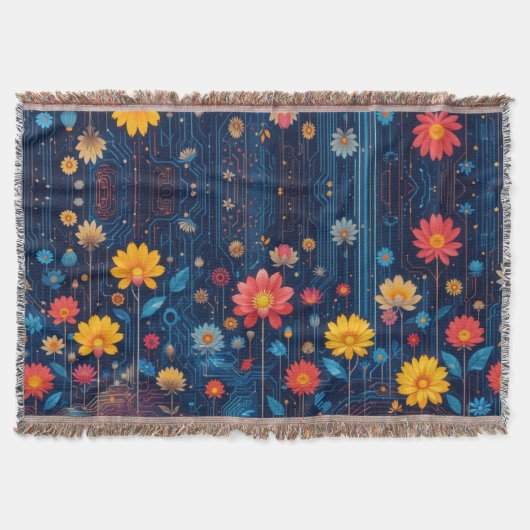 Cyber Blueish Bloom Decke (Vorderseite)