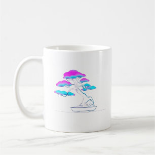 Cyber-Bonsai: Neon-Gradient-Digital-Zen-Kunstprint Kaffeetasse