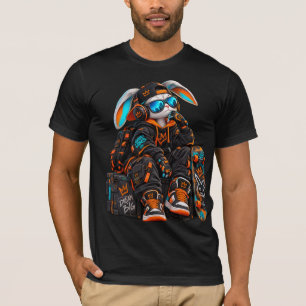 Cyber Bunny Streetwear Charakter Kunst T-Shirt