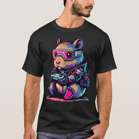 Cyber Capybara Videospiele Capybara T-Shirt (Vorderseite)