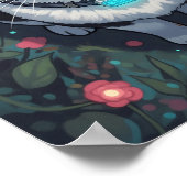 Cyber Cat Bloom | Floral Cybernetic Feline Poster (Ecke)