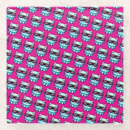 Cyber Cat Glasuntersetzer (Vorderseite)