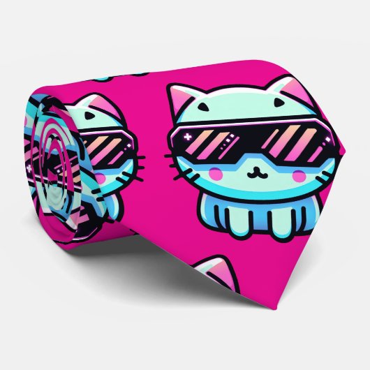 Cyber Cat Krawatte (Gerollt)