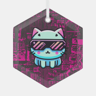 Cyber Cat Ornament Aus Glas