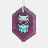 Cyber Cat Ornament Aus Glas (Vorderseite Links)