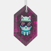 Cyber Cat Ornament Aus Glas (Vorderseite Rechts)