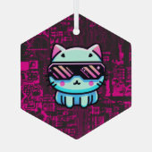 Cyber Cat Ornament Aus Glas (Rückseite)