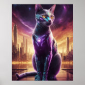 Cyber Cat Poster - Futuristische Sci-Fi Feline Wal (Vorne)