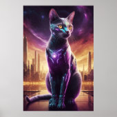 Cyber Cat Poster - Futuristische Sci-Fi Feline Wal (Vorne)