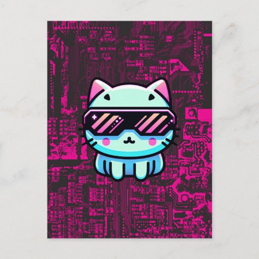 Cyber Cat Postkarte (Vorderseite)