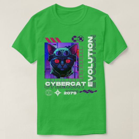 Cyber Cat Retro T-Shirt (Design vorne)
