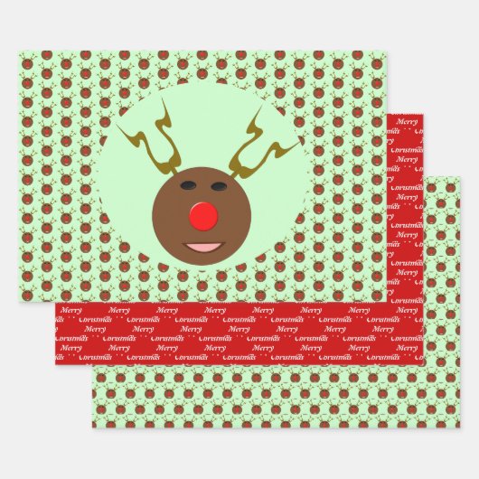 Cyber Christmas Reindeer Custom Geschenkpapier Set (Set)