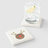 Cyber Christmas Reindeer Stone Untersetzer (Seitenansicht)