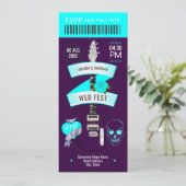 Cyber Cool Rock ’n’ Roll Wedding Ticket Einladung (Stehend Vorderseite)