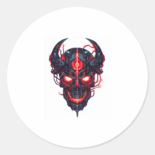 Cyber Demon Skull Lord Runder Aufkleber