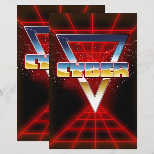 Cyber der 80er Jahre Briefpapier (Vorne/Hinten)