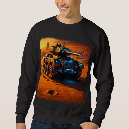 Cyber Desert Tank – Black Sci-Fi Glow Sweatshirt (Vorderseite)