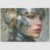 Cyber Dragon Warrior Woman Seidenpapier (Vorderseite)
