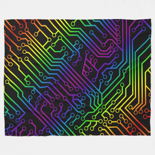 Cyber-elektrisches Regenbogen-Leiterplatte-Muster Fleecedecke (Vorderseite (Horizontal))
