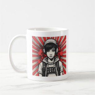 Cyber Emo Girl mit Kopfhörern in fett Pop Art Kaffeetasse