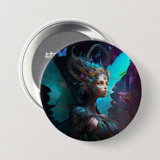 Cyber Fairy Fantasy Art Button (Vorne & Hinten)