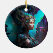 Cyber Fairy Fantasy Art Keramik Ornament (Hinten)