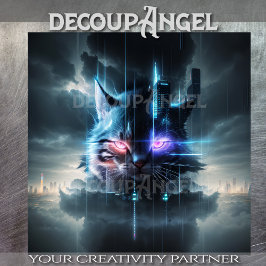 Cyber Feline Majesty Decoupage Seidenpapier