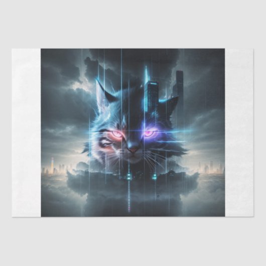 Cyber Feline Majesty Decoupage Seidenpapier (Vorderseite)