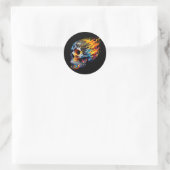 Cyber Flame Skull Runder Aufkleber (Tasche)