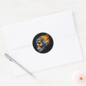 Cyber Flame Skull Runder Aufkleber (Umschlag)